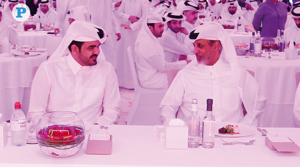 Qatar Olympic Committee (QOC) President H E Sheikh Joaan bin Hamad Al Thani with Minister of Sports and Youth H E Sheikh Hamad bin Khalifa bin Ahmed Al Thani during the event. Pictures: Mohamed Farag / The Peninsula