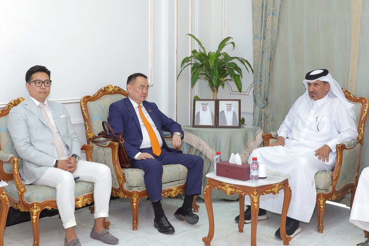 QC First Vice-Chairman, Mohamed bin Twar Al Kuwari with Ambassador of Mongolia to State of Kuwait, H E Sergelen Purev, and Non-resident Ambassador to the State of Qatar.