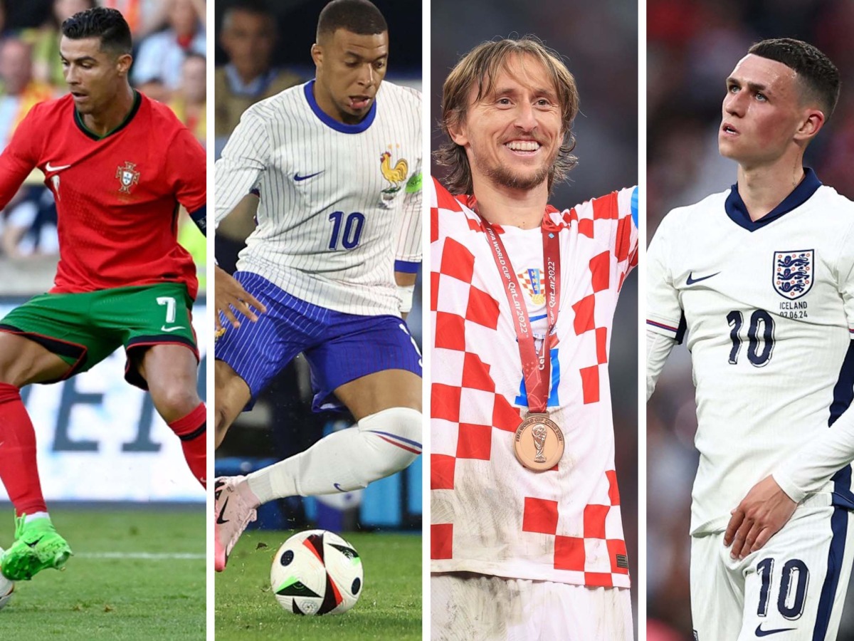From left: Cristiano Ronaldo, Kylian Mbappe, Luka Modric, and Phil Foden