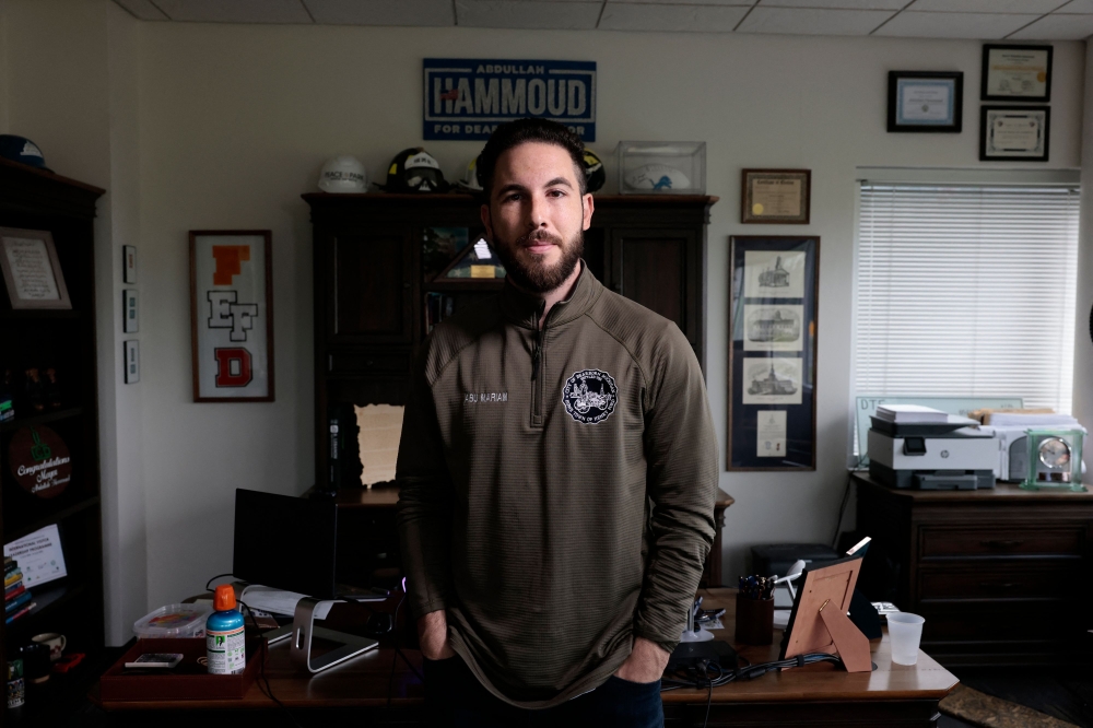 Dearborn Mayor Abdullah H. Hammoud poses for a portrait in his office in Dearborn, Michigan on June 18, 2024. (Photo by Jeff Kowalsky / AFP)
 