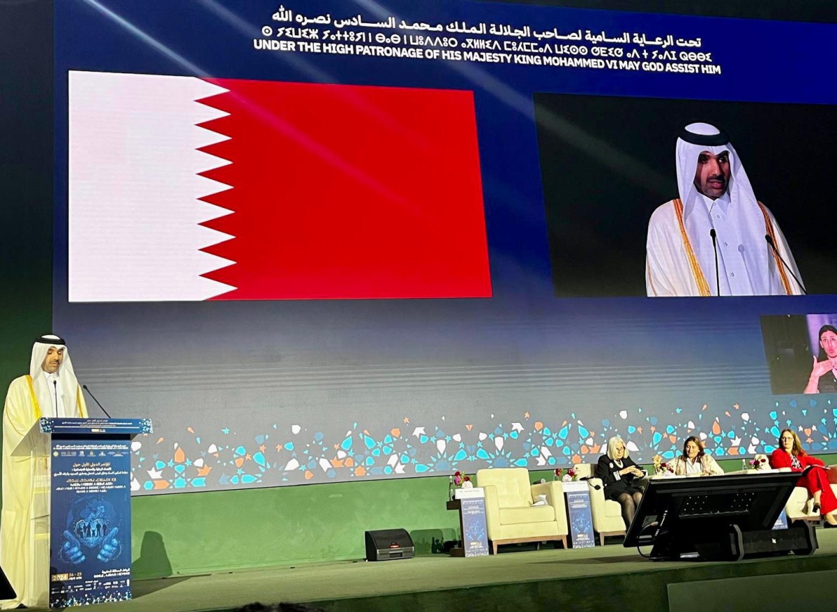 Assistant Undersecretary for Social Development Affairs at MoSDF Fahd Muhammad Al Khayarin addressing International Conference on the Care Economy and Social Protection in Morocco.