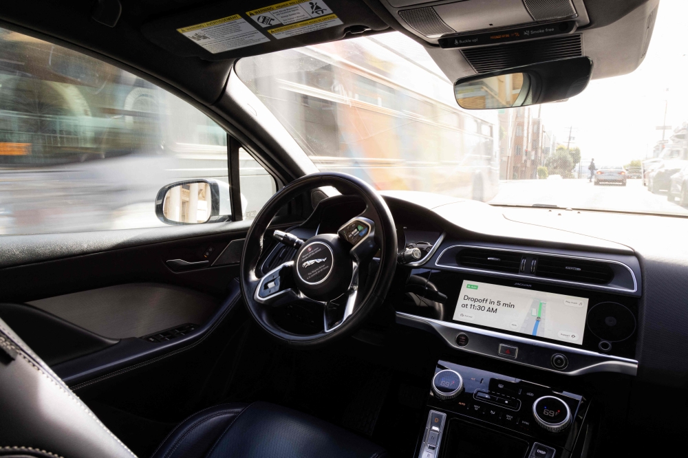 (Files) View of the inside of a Waymo autonomous vehicle on Toland Street in San Francisco, on November 17, 2023. (Photo by Jason Henry / AFP)