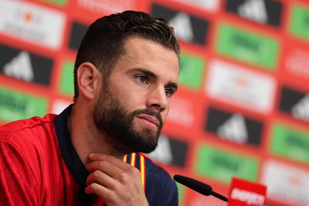 Spain's defender #04 Nacho holds a press conference at the team's base camp in Donaueschingen, on June 27, 2024, during the UEFA Euro 2024 European Football Championship. (Photo by Lluis Gene / AFP)