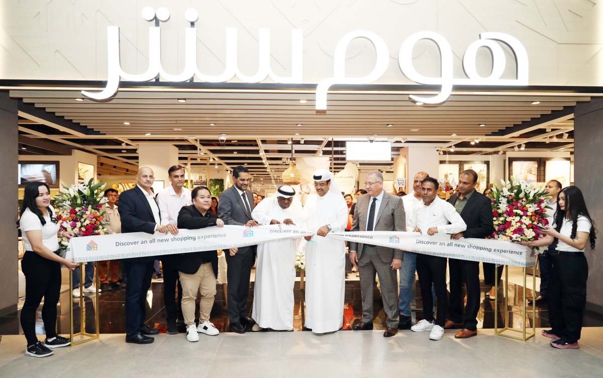 Siddhart Bhide, COO Home Centre; Vivek Shah, Concept Manager Home Centre; Shumalan Naicker, Territory Head, Landmark Group Qatar; Farhan Al Suwaidi, Head of Public Relations, Landmark Group Qatar; Jassim bin Jabar Tawar Al Kuwari, Chairman Tawar Mall; Yacoub Boutros, Managing Director Tawar Mall and Rajgopal, Senior Manager Marketing Landmark Group during the opening of the Home Centre branch at the Tawar Mall.
