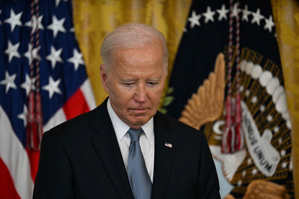 US President Joe Biden speaks during a Medal of Honor Ceremony in the East Room of the White House in Washington, DC, on July 3, 2024. (Photo by Jim Watson / AFP)
