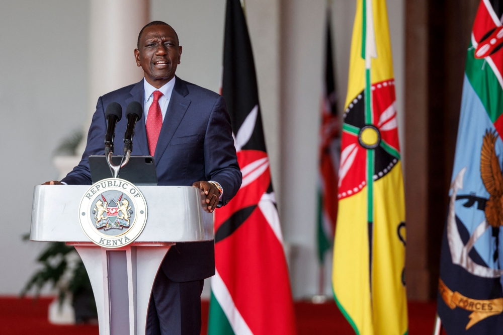 Kenya's President William Ruto speaks during a press conference at State House in Nairobi on July 11, 2024. (Photo by Tony Karumba / AFP)