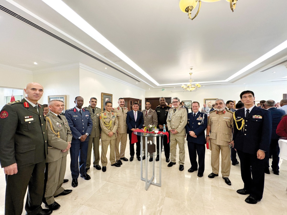 Turkish Ambassador to Qatar H E Dr. M. Mustafa Göksu along with high-ranking Turkish and Qatari military officers, ambassadors and members of the diplomatic corps during the ceremony.