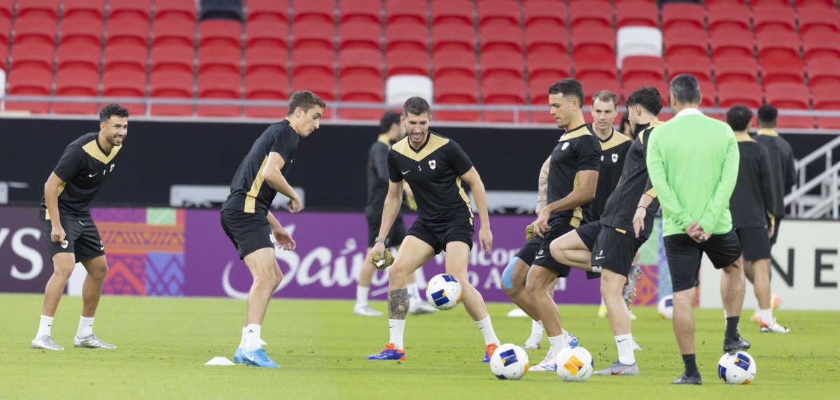 Al Rayyan players during a training session on the eve of their AFC Champions League Elite match against Al Hilal.