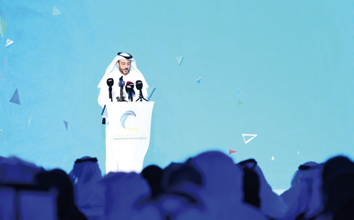 President of National Cyber Security Agency H E Abdulrahman bin Ali Al Malki addressing the gathering.
