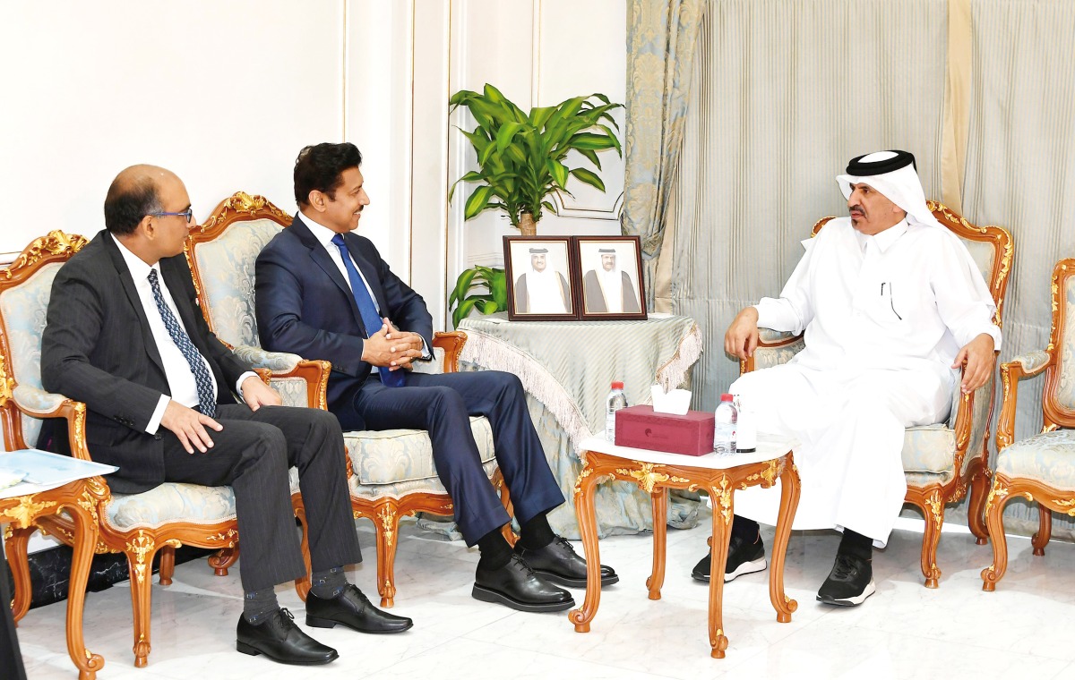 QC First Vice-Chairman, Mohamed bin Twar Al Kuwari with the Minister of Trade and Industry of the Government of Rajasthan, H E Rajyavardhan Singh Rathore and the Indian Ambassador to Qatar, H E Vipul.

