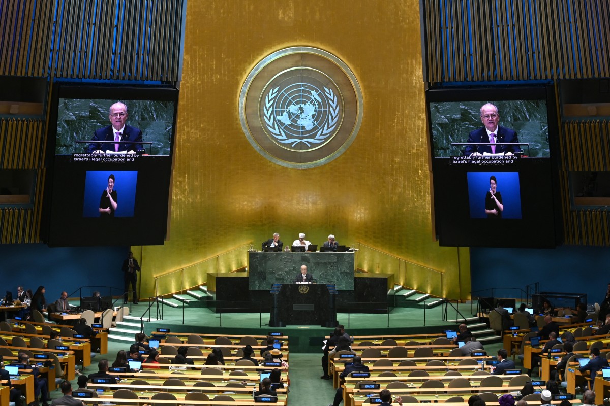 Mohammad Mustafa Prime Minister and Minister for Foreign Affairs of the State of Palestine speaks during the 