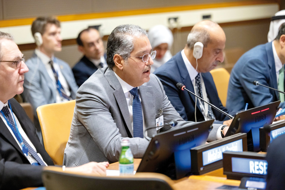 Minister of Communications and Information Technology H E Mohammed bin Ali Al Mannai addressing the session.