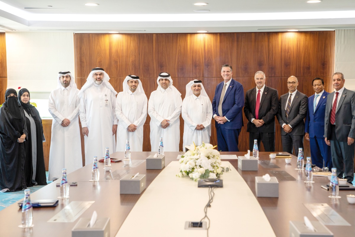 Community College of Qatar and Bridgewater State University officials during the MoU signing ceremony.

