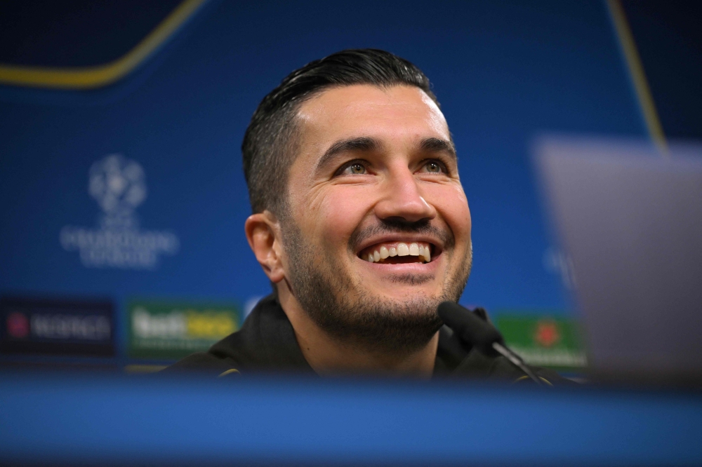 Dortmund's Turkish head coach Nuri Sahin addresses a press conference on the eve of the UEFA Champions League football match Borussia Dortmund v Celtic at the Signal Iduna Park in Dortmund, western Germany on September 30, 2024. (Photo by Ina FASSBENDER / AFP)
