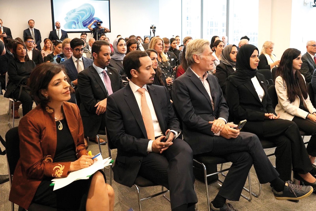 Minister of State for International Cooperation at the Ministry of Foreign Affairs H E Lolwah Rashid Mohammed Al Khater (fourth left) and other dignitaries at the event.
