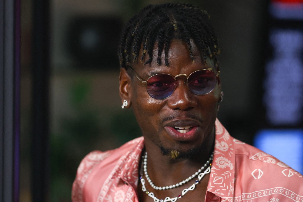 French soccer player Paul Pogba attends a game between Charlotte FC and Inter Miami at Chase Stadium on September 28, 2024 in Fort Lauderdale, Florida. (Photo by Megan Briggs / GETTY IMAGES NORTH AMERICA / Getty Images via AFP)
