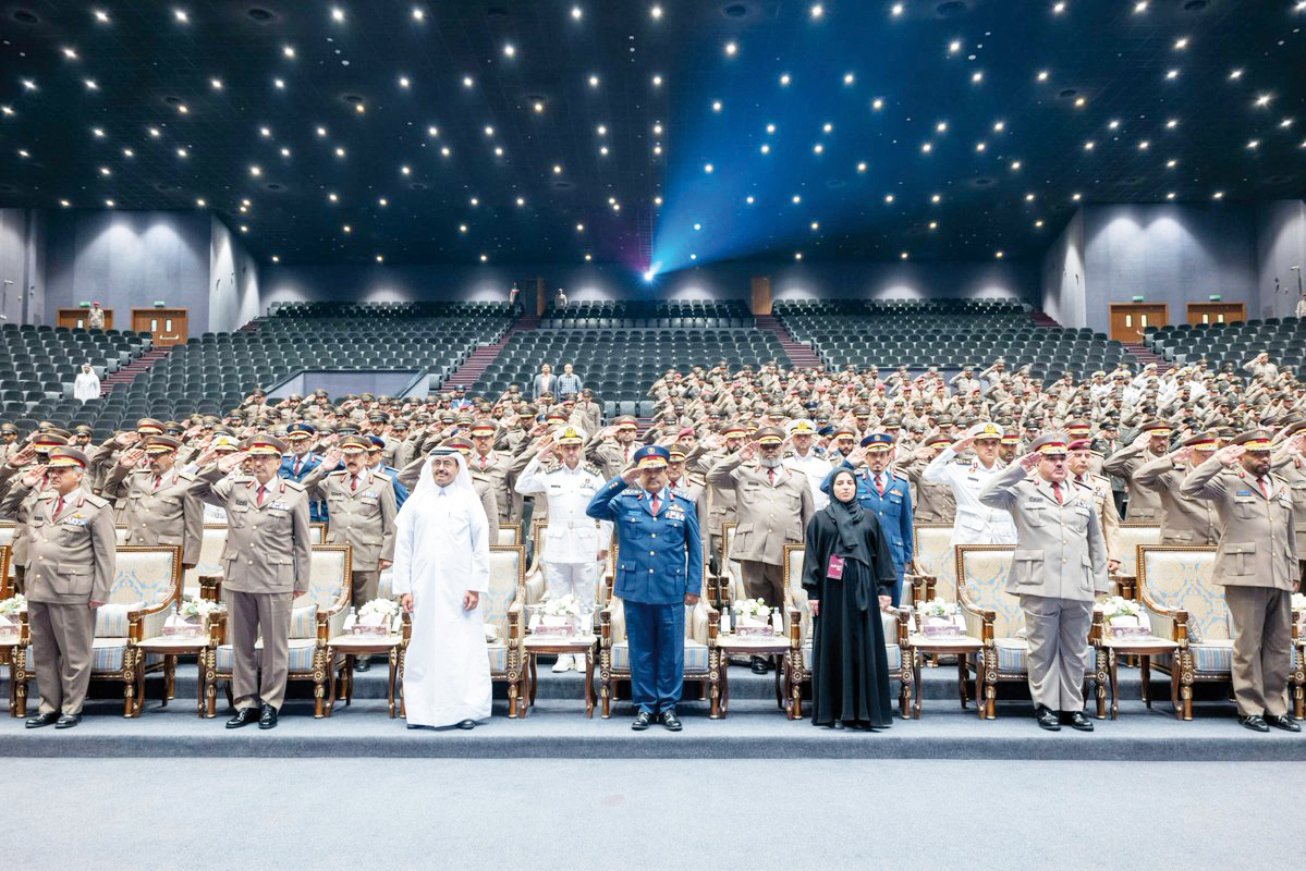 Chief of Staff of the Armed Forces  H E Staff Lieutenant-General (Pilot) Salem bin Hamad bin Aqeel Al Nabit along with other officials during the seminar.
