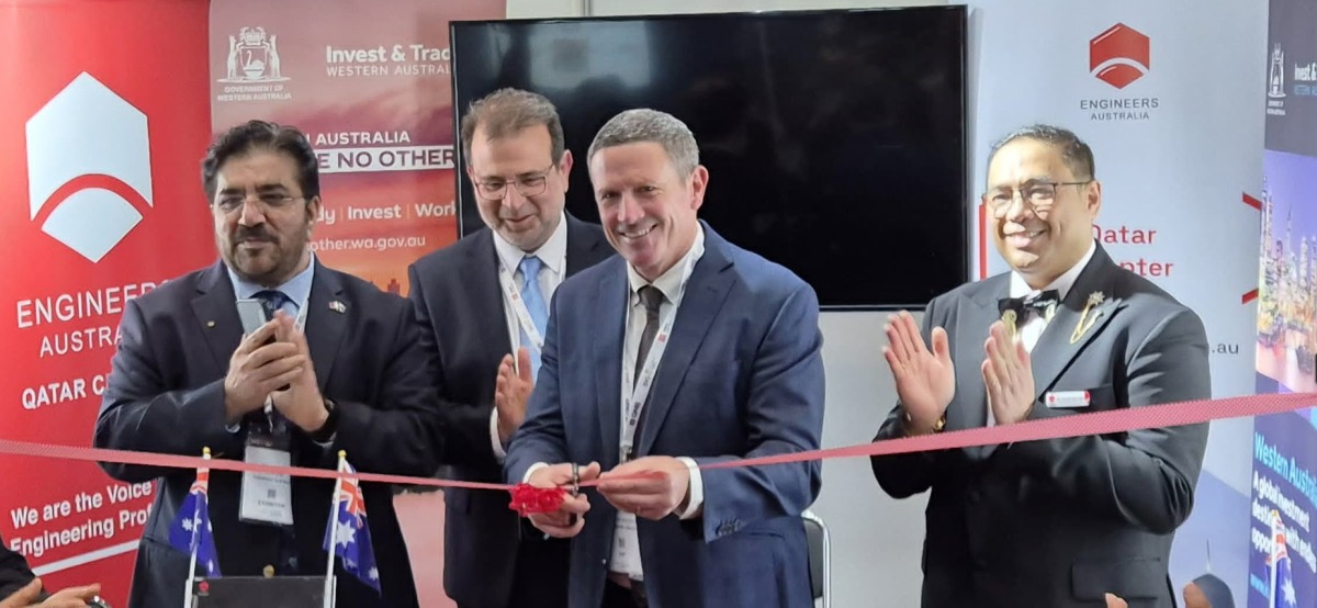 Ambassador of Australia to Qatar H E Shane Flanagan and President of Engineers Australia Qatar Chapter Asif Rahmany with other officials inaugurating Engineers Australia booth at the Big5 Index Exhibition.