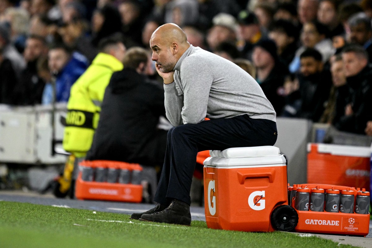 Manchester City's Spanish manager Pep Guardiola watches the players from the touchline during the UEFA Champions League football match between Manchester City and Sparta Prague at the Etihad Stadium in Manchester, north west England, on October 23, 2024. Photo by Oli SCARFF / AFP.
