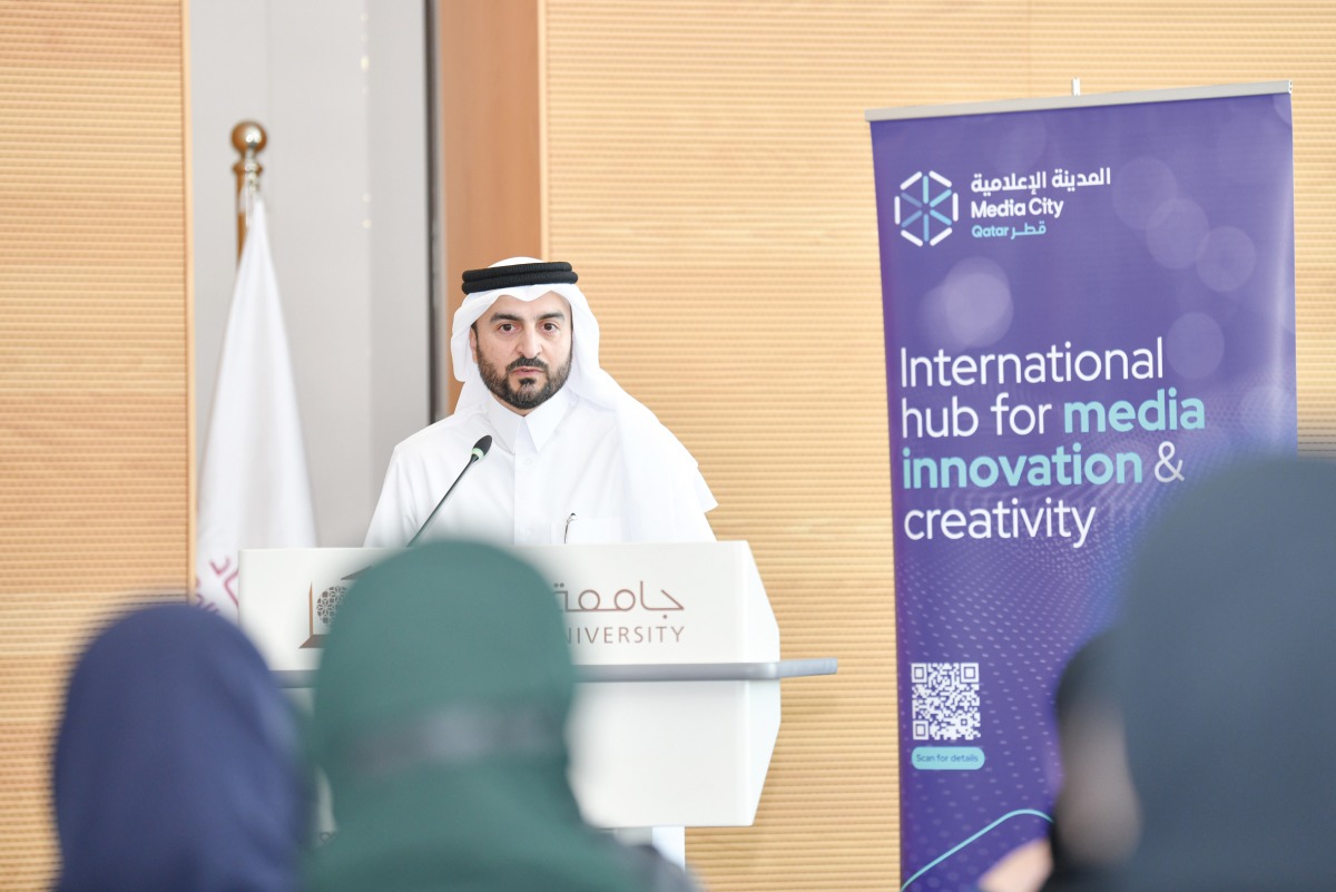 CEO of Media City Qatar Eng. Jassim Mohamed Al Khori speaking at the event.