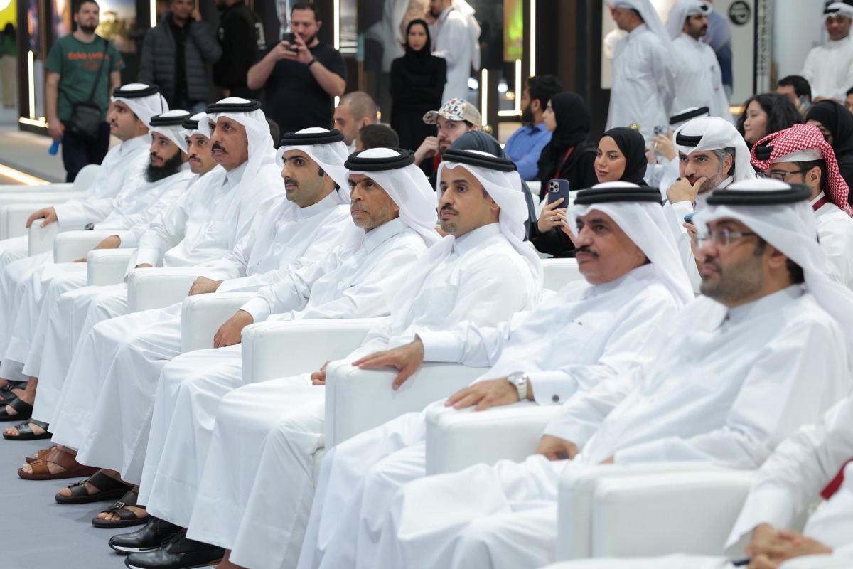 Minister of Culture H E Sheikh Abdulrahman bin Hamad Al Thani (fifth right) with other dignitaries at the event.