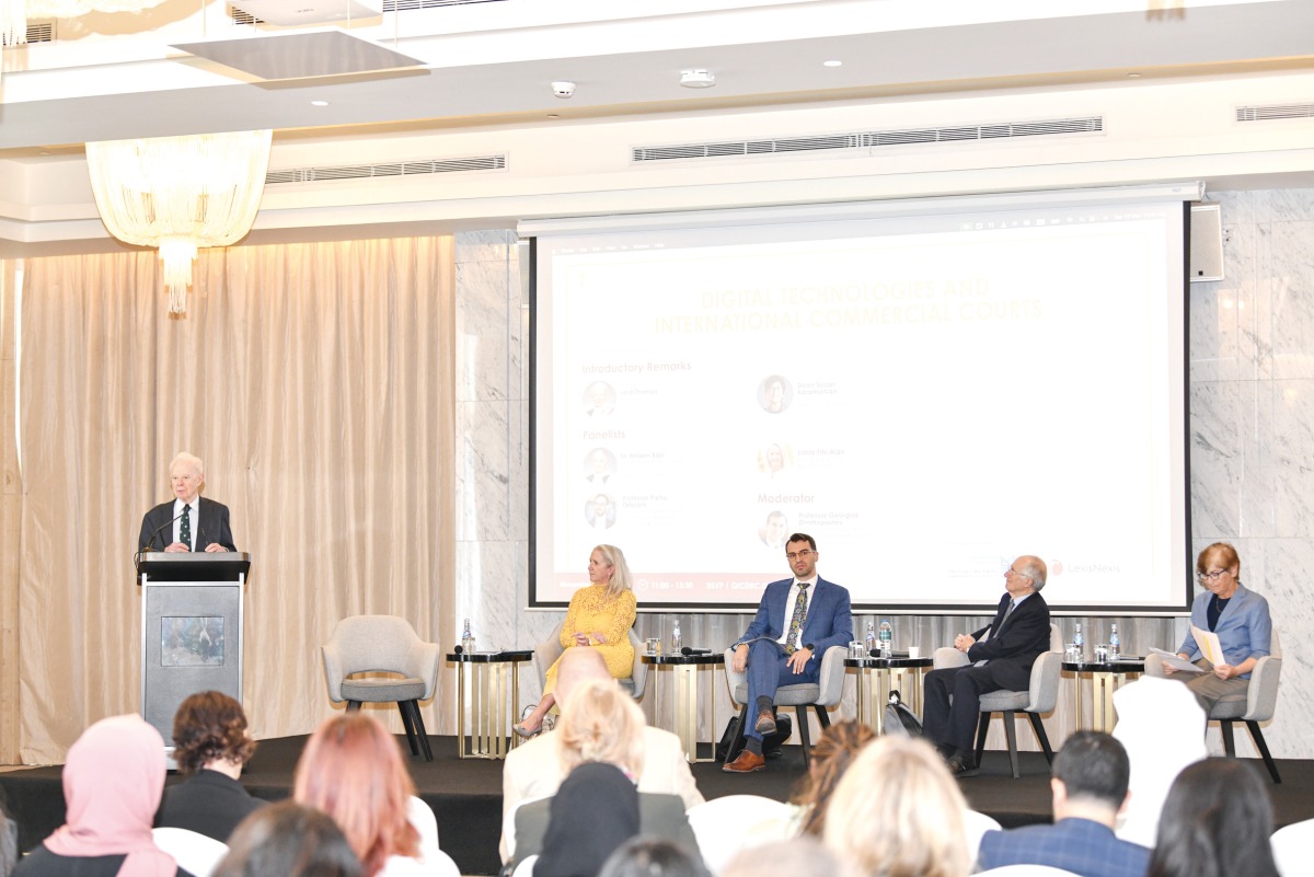 Participants attending the event as part of QICDRC-HBKU Lecture Series on the role of international commercial courts in resolving digital technology disputes.