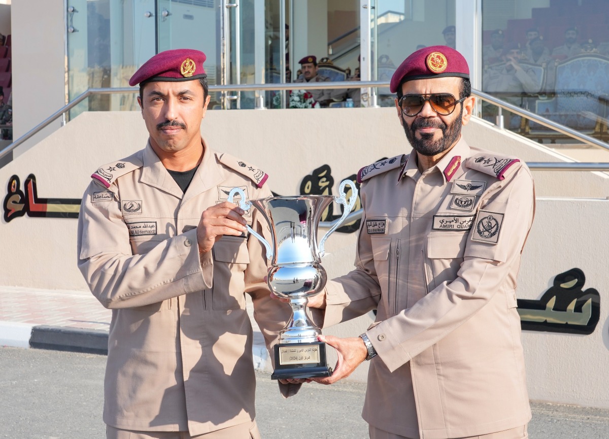 Commander of the Amiri Guard H E Lt. Gen. Hazza bin Khalil Al Shahwani (right) during the ceremony.
