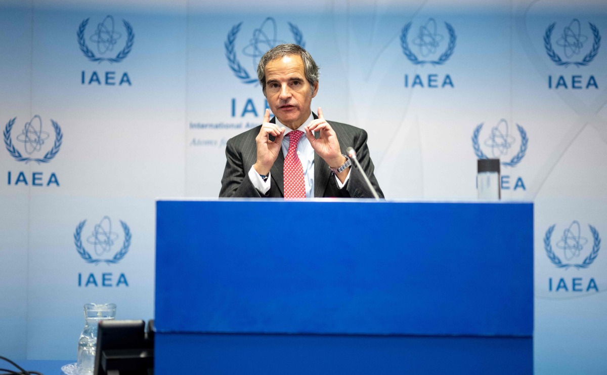 Rafael Grossi, Director General of the International Atomic Energy Agency (IAEA) speaks to journalists during his press conference after the IAEA's Board of Governors meeting at the agency's headquarters in Vienna, Austria on November 20, 2024. (Photo by Joe Klamar / AFP)

