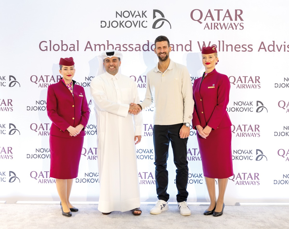 Qatar Airways Group Chief Executive Officer, Engr. Badr Mohammed Al Meer and Qatar Airways Global Brand Ambassador and Wellness Advisor Novak Djokovic on the occasion.