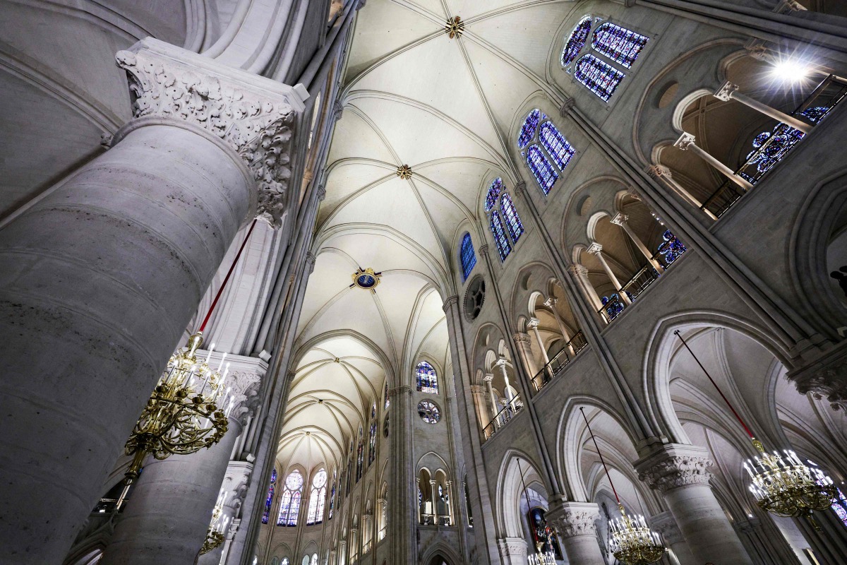 This photograph shows the nave of Notre-Dame de Paris cathedral in Paris, on November 29, 2024. Photo by STEPHANE DE SAKUTIN / POOL / AFP