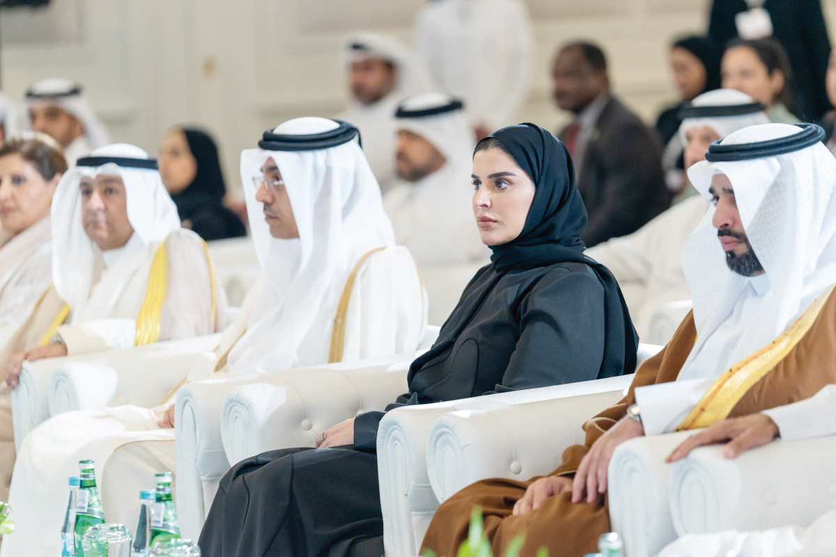 Minister of Labour H E Dr. Ali bin Smaikh Al Marri; Minister of State for International Cooperation H E Maryam bint Ali bin Nasser Al Misnad; and GCC Secretary-General H E Jasem Mohamed Abdullah Albudaiwi at the event.
