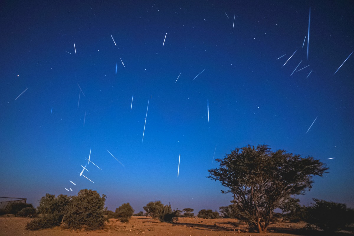 Geminid meteors streak through Qatar sky over Al Kharrara in Al Wakrah on early hours of December 14, 2024. Photo by Alvin Puthur Babu