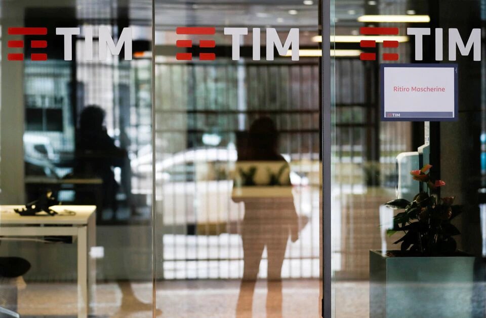 The Tim logo is seen at its headquarters in Rome, Italy November 22, 2021. REUTERS/Yara Nardi

