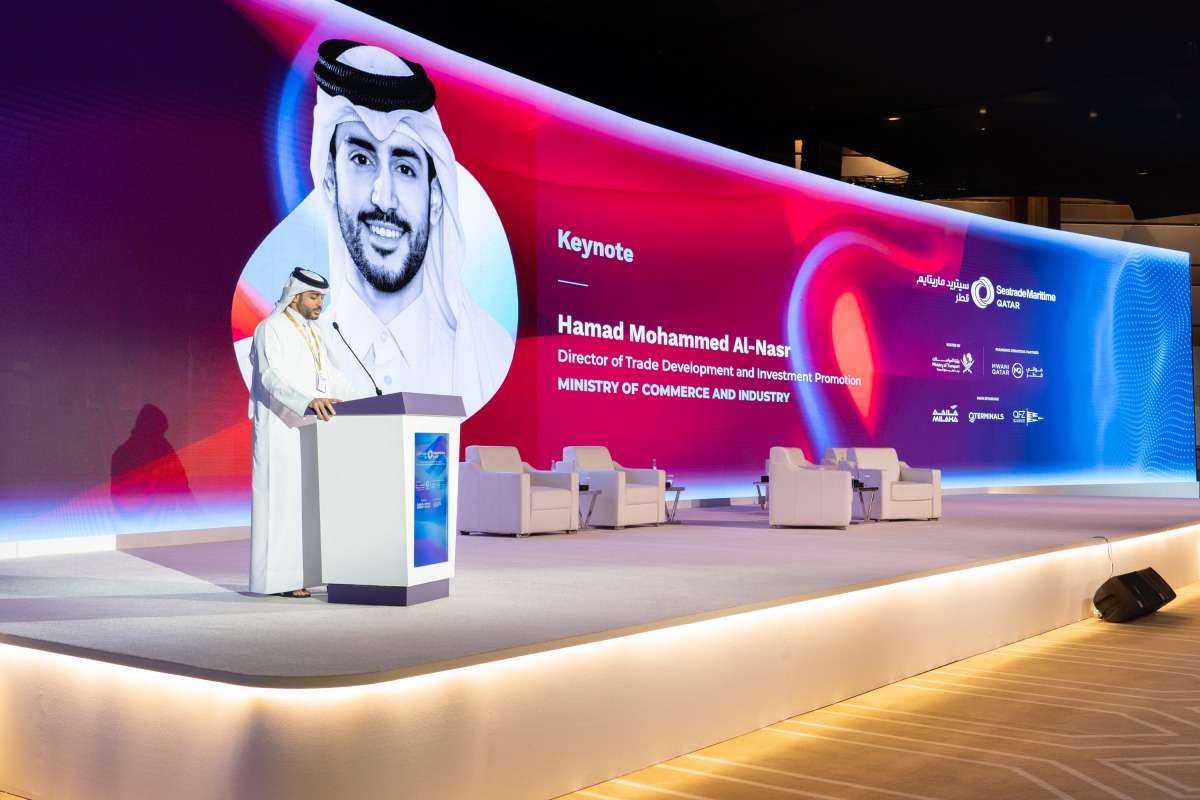 Director of Trade Development and Investment Promotion at Ministry of Commerce and Industry Hamad Mohammed Al Nasr delivering official keynote address.