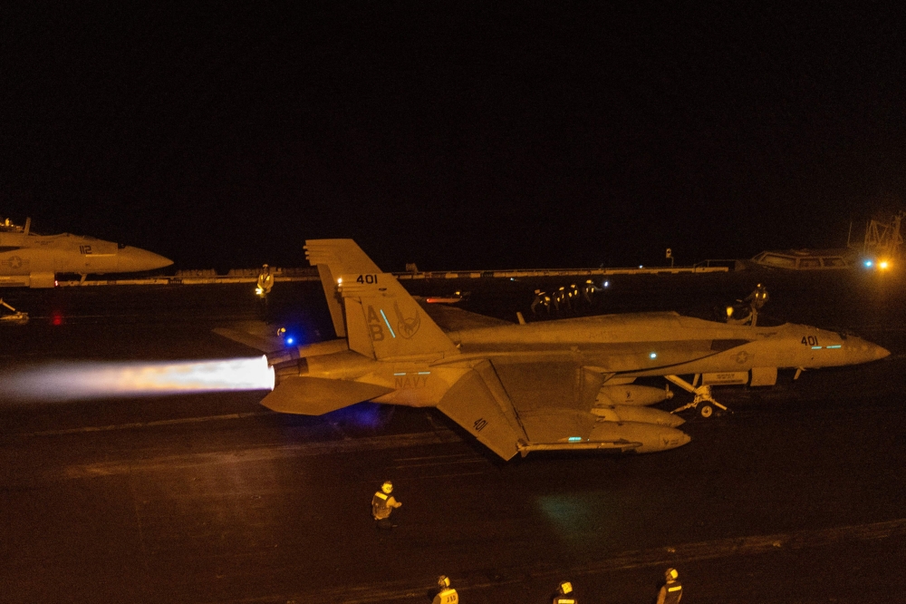 This handout image released by US Central Command (CENTCOM) via X (formerly Twitter) on March 15, 2025 shows CENTCOM forces launching an operation against Huthi targets across Yemen. (Photo by US Central Command (CENTCOM) / AFP) 
