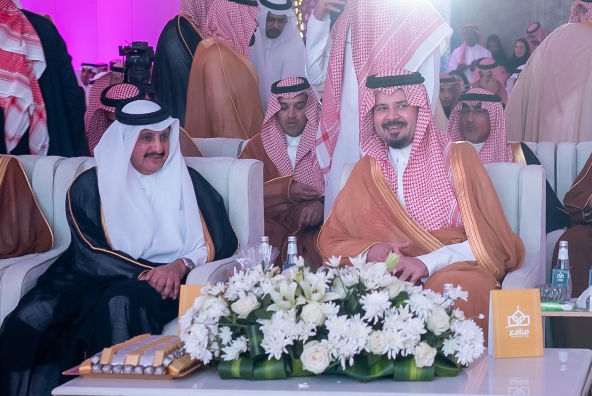 Amir of Madinah Region HRH Prince Salman bin Sultan bin Abdulaziz with QC Chairman Sheikh Khalifa bin Jassim bin Mohamed Al Thani during the Manafea International Forum.