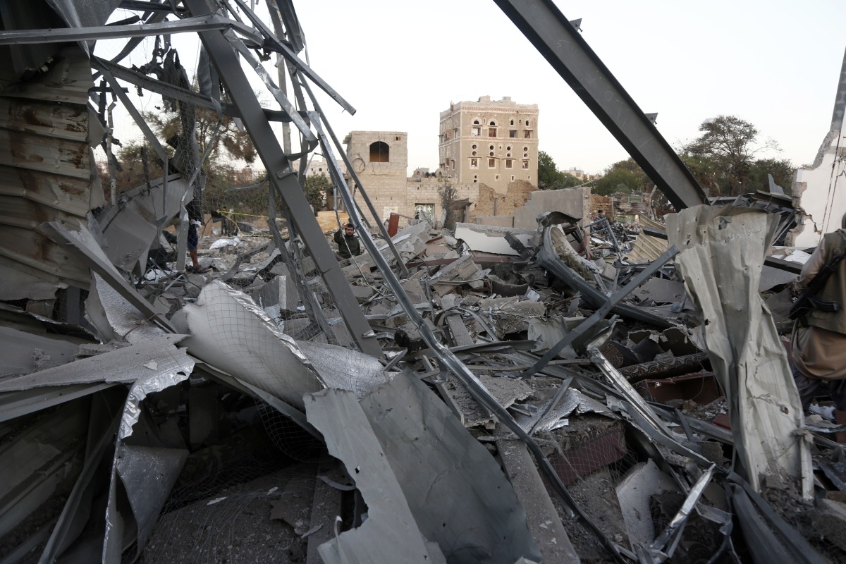 This photo taken on March 20, 2025 shows the destroyed buildings after U.S. airstrikes in Sanaa, Yemen. A new round of U.S. airstrikes struck Yemen's capital Sanaa on Wednesday evening, wounding at least nine people, including seven women and two children, according to Houthi-run al-Masirah TV. (Photo by Mohammed Mohammed/Xinhua)
