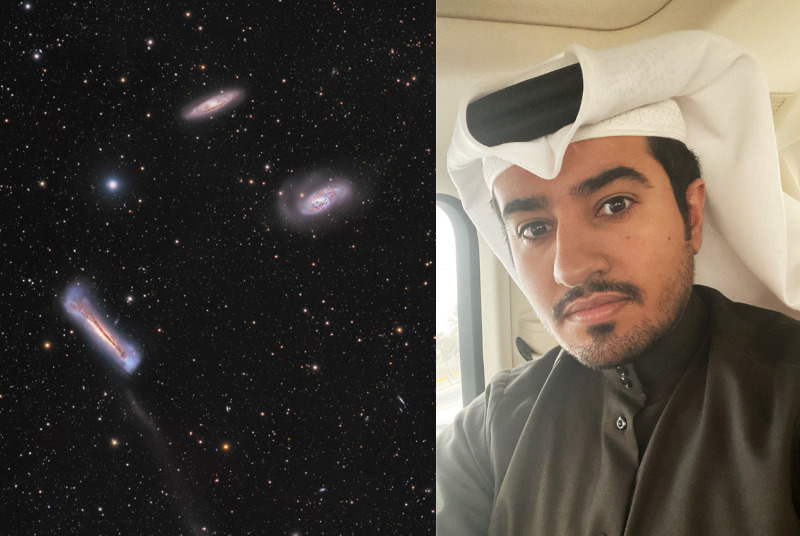 Rabeea Al Kuwari’s image of ‘The Leo Trio’ consists of the galaxies Messier 65, Messier 66 and NGC 3628, also known as the Hamburger Galaxy.