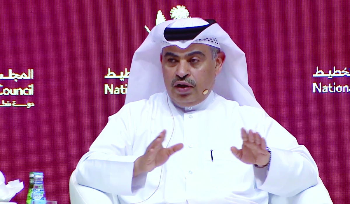 Minister of Finance H E Ali bin Ahmed Al Kuwari speaking during the National Development Forum on March 18.
