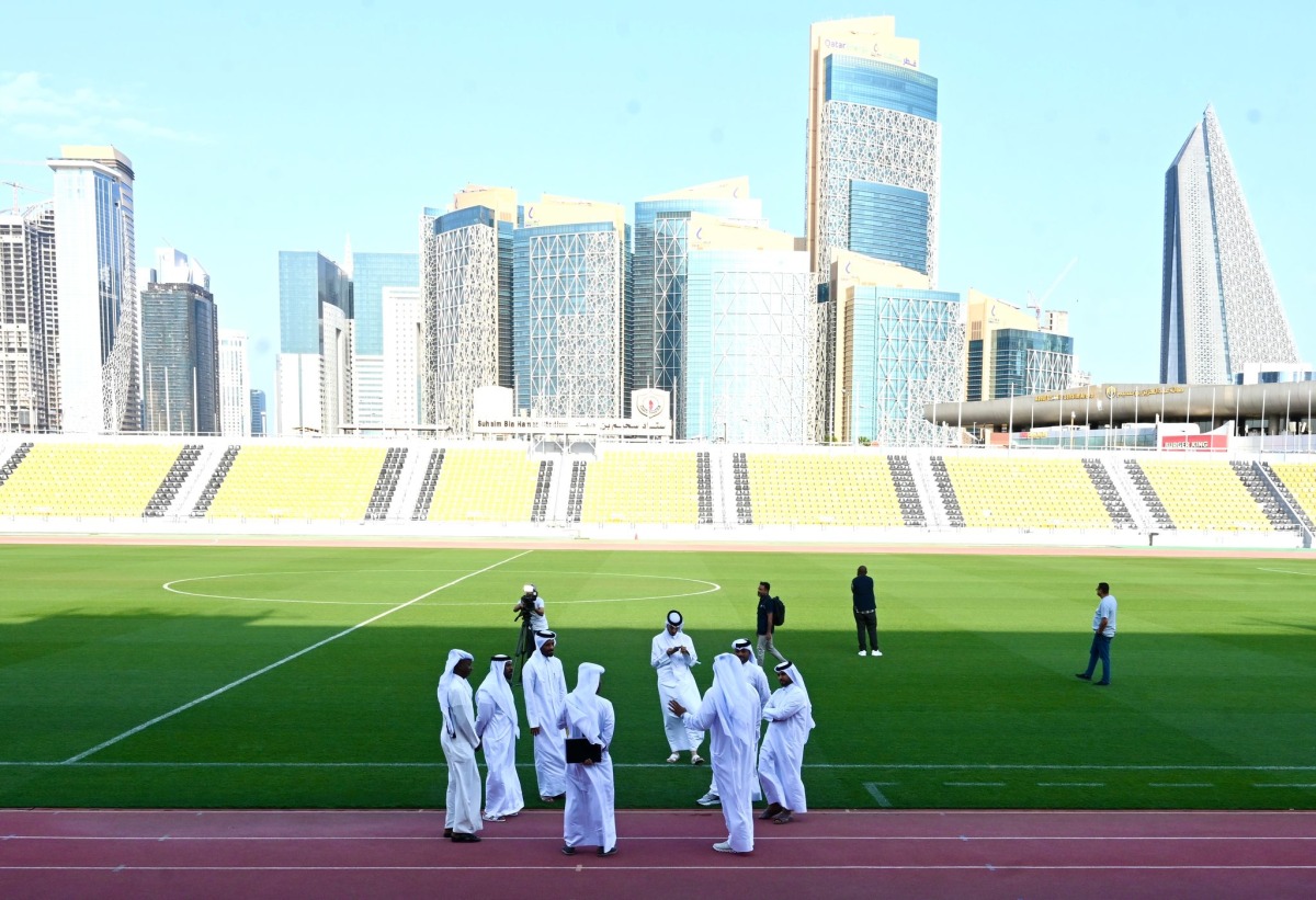 Officials during an inspection tour at the Suhaim Bin Hamad Stadium.