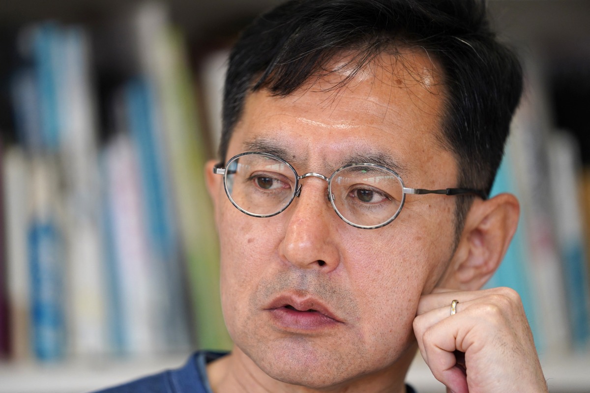 This photo taken on March 24, 2025 shows Japanese animation director Goro Miyazaki, son of Hayao Miyazaki, speaking during an interview with AFP at Studio Ghibli in Tokyo.
Photo by Kazuhiro NOGI / AFP.