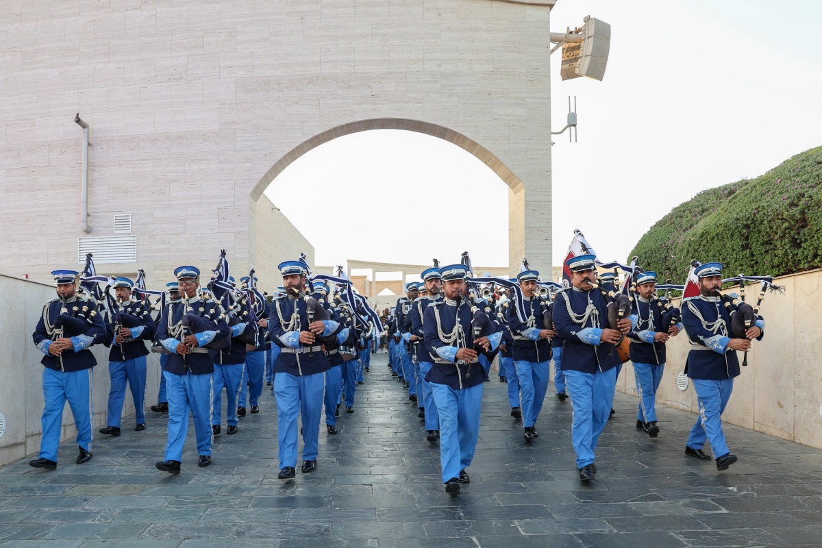 The Police Music Band entertaining visitors during the Eid Al Fitr holidays at Katara. 