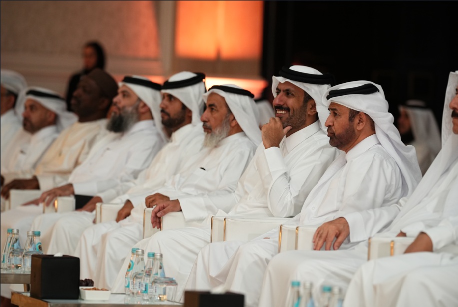Minister of Awqaf and Islamic Affairs H E Ghanem bin Shaheen bin Ghanem Al Ghanim (third right); Minister of Commerce and Industry H E Sheikh Faisal bin Thani bin Faisal Al Thani (second right); and other dignitaries at the launch of 11th edition of Doha Islamic Finance Conference yesterday.
