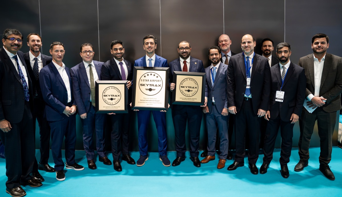 Hamad International Airport officials at World Skytrax Awards.