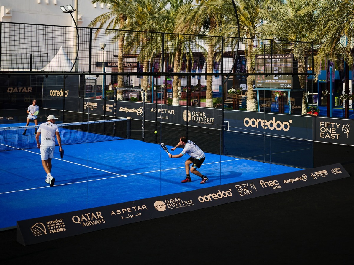 Action during the Ooredoo Qatar Major Premier Padel 2025 at the Khalifa International Tennis and Squash Complex.

