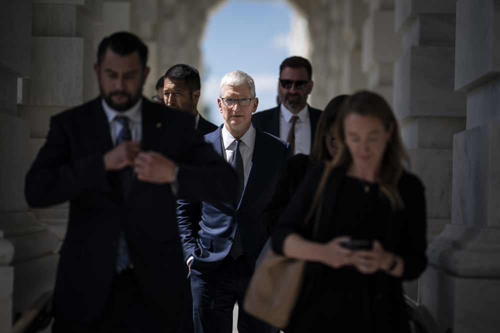 Apple CEO Tim Cook leaves the US House of Representatives on Capitol Hill on September 14, 2023, in Washington, DC. (Photo by Jabin Botsford/The Washington Post
