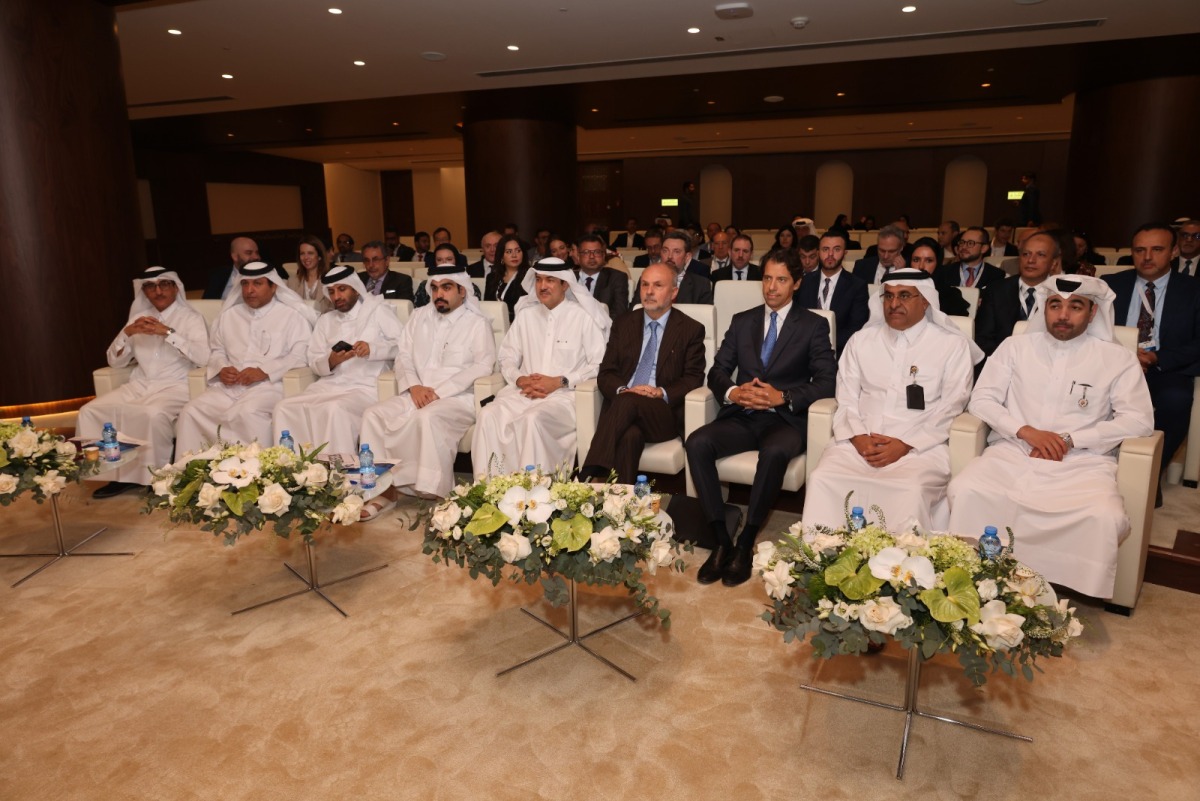 Minister of State for Foreign Trade Affairs at the Ministry of Commerce and Industry H E Dr. Ahmed bin Mohammed Al-Sayed, Minister of Health of the Italian Republic H E Prof. Orazio Schillaci, Ambassador of the Italian Republic to Qatar, H E Paolo Toschi with other dignitaries during the forum, yesterday.