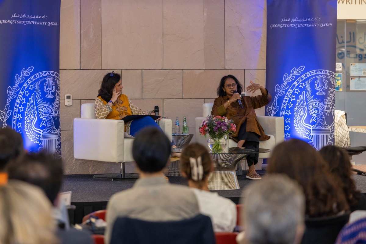 Sonali Deraniyagala in conversation with Kamila Shamsie during the Qalam series. 