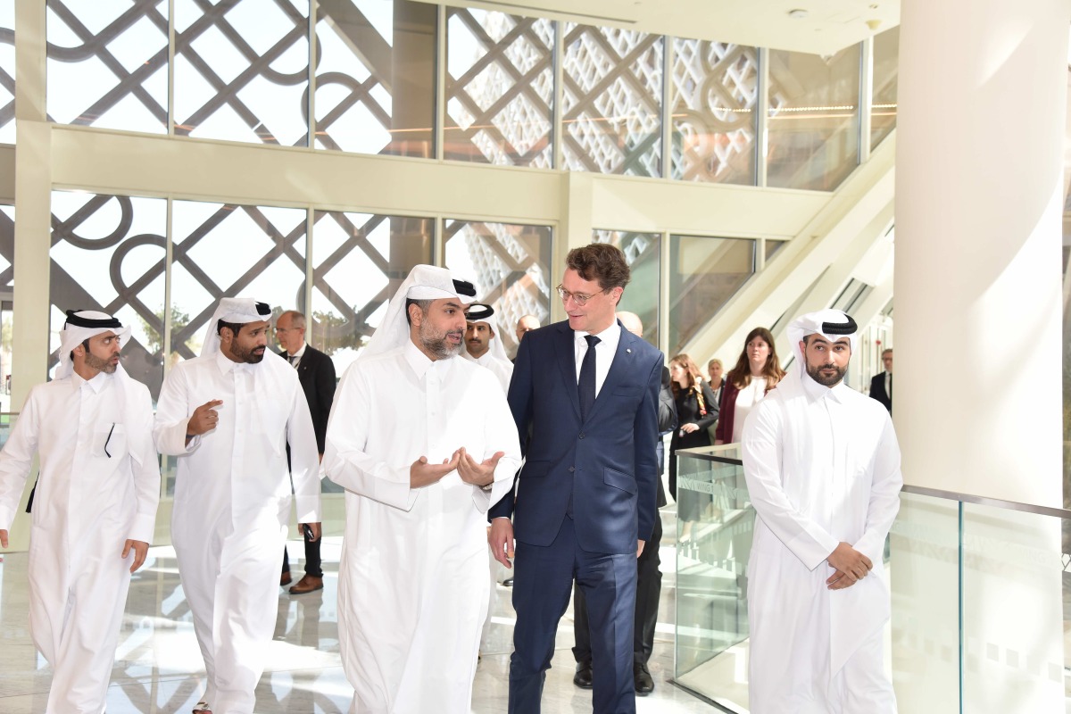 CEO of QFZ, Sheikh Mohammed bin Hamad bin Faisal Al-Thani, with German Minister-President of the State of North Rhine-Westphalia, H E Hendrik Wüst, and the business delegation.