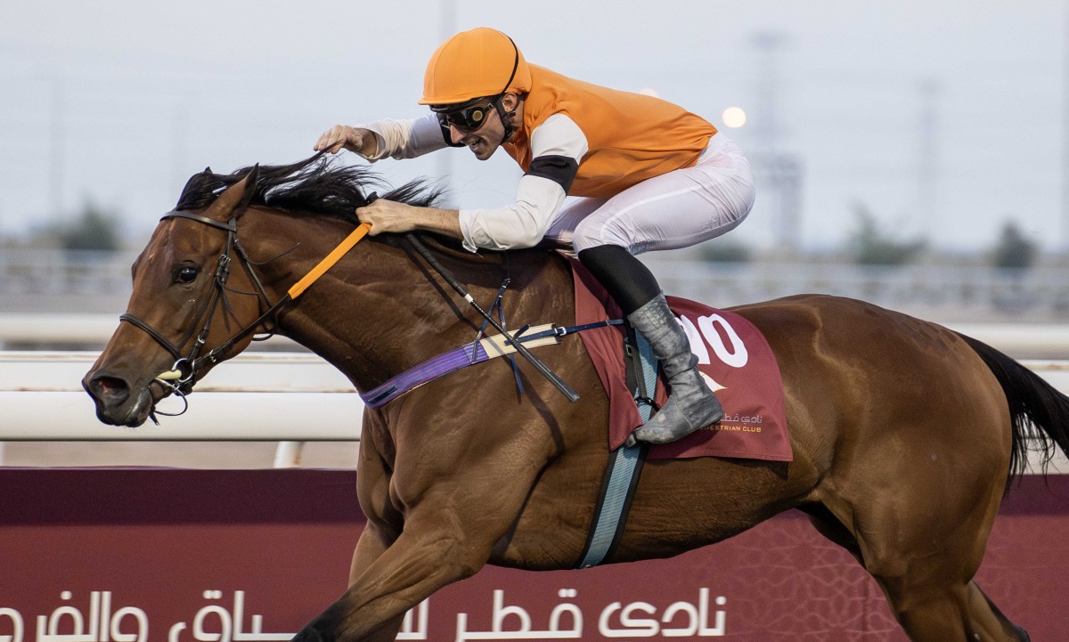 Pierre Charles Boudot guides Kerindia to victory in the Season Finale Trophy - Thoroughbred (Class 1) race at the 43rd Al Rayyan Race Meeting. Pictures: Juhaim/QREC
